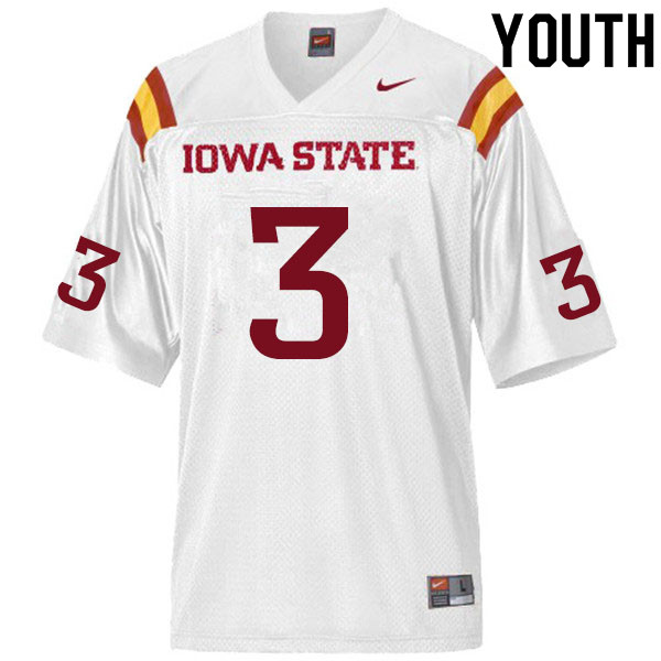 Iowa State Cyclones Youth #3 JaQuan Bailey Nike NCAA Authentic White College Stitched Football Jersey PD42F85HT